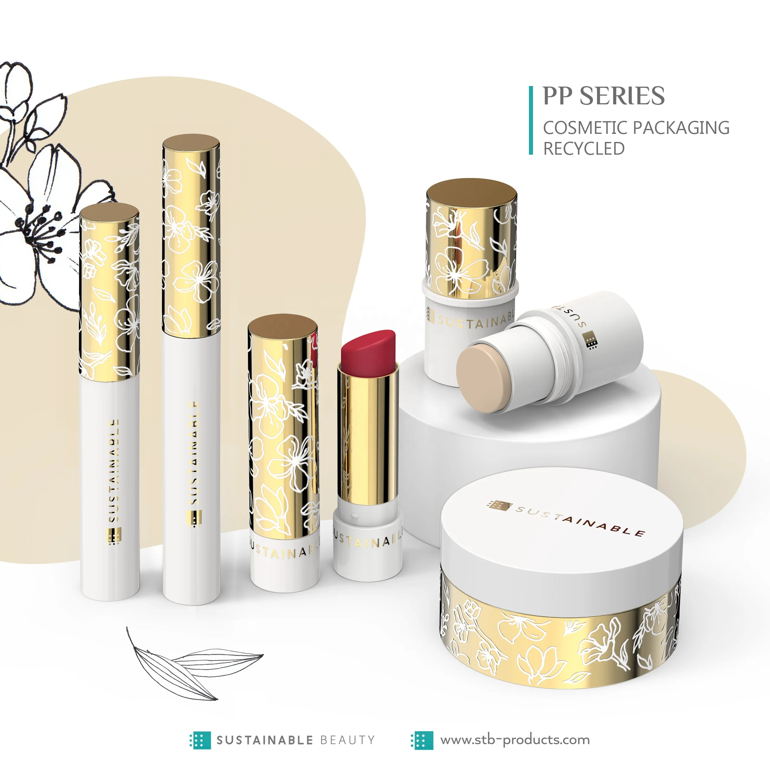 luxury cosmetic packaging for Recyclable plastic PP lipstick tube eco friendly