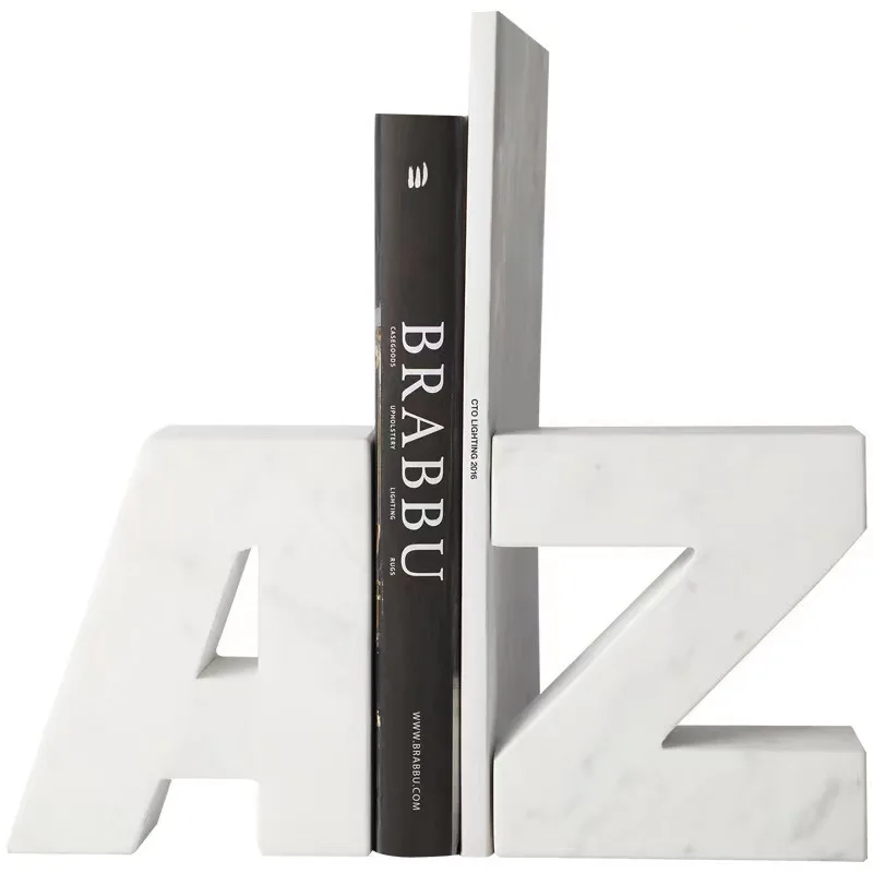 White and Black Marble Bookend Home Decorative Special Gift Marble Book End Stone Bookends