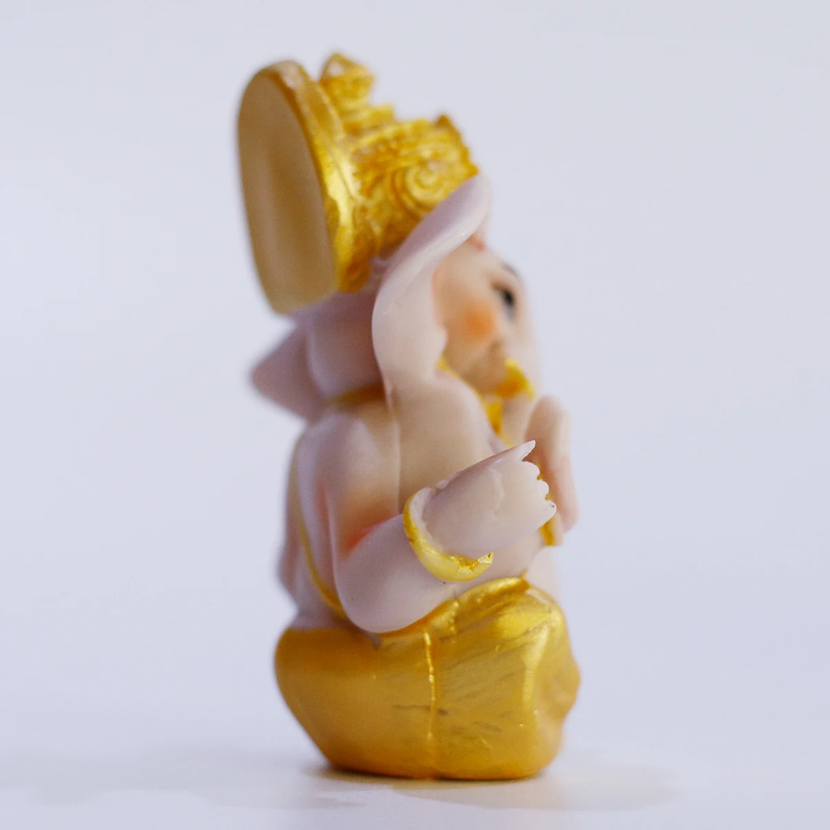 9cm Hot Selling Indian God Figure Gold Baby Ganesha Hindu Idol Sitting Statue Crafts Ganpati Gilt Ganesh