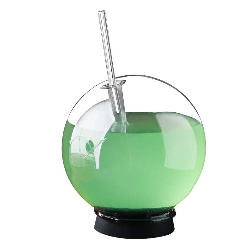 Wholesale Creative Spherical Ball Cocktail Glass Drinking Cup With Sippy Smoked Molecular Whiskey