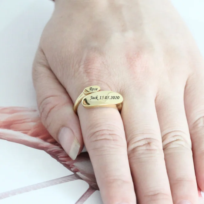  New Personalized Custom Jewelry Stainless Steel Gold Finger