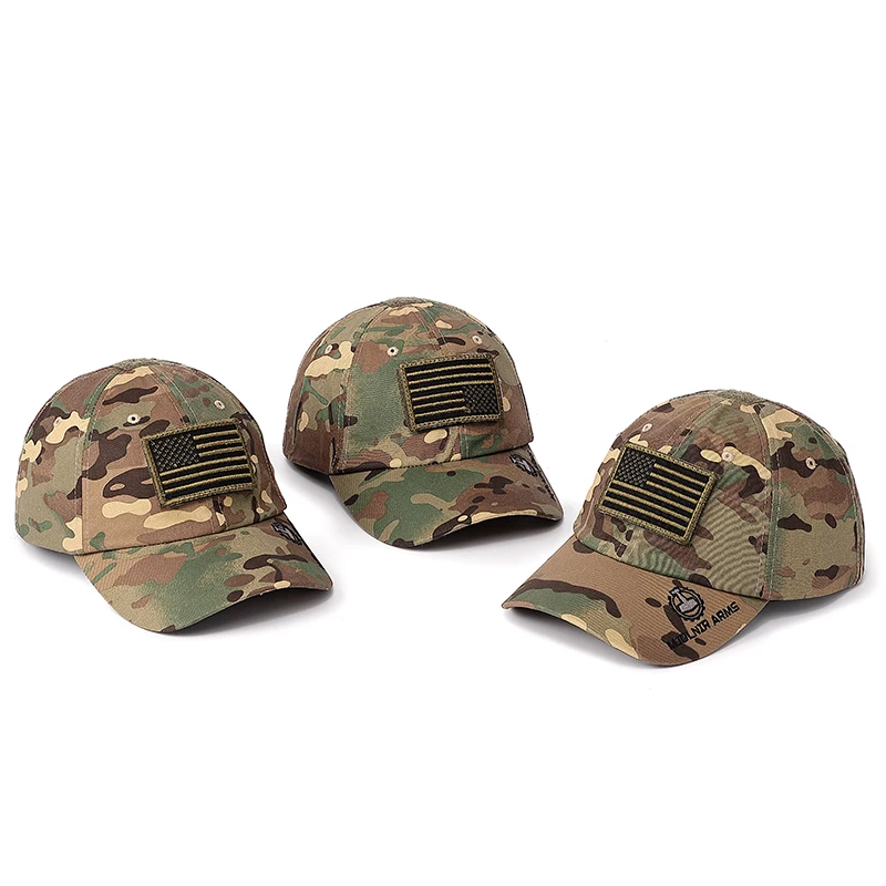 OEM Factory casual hat green camouflage Custom USA Flag Patch Tactical snapback cap