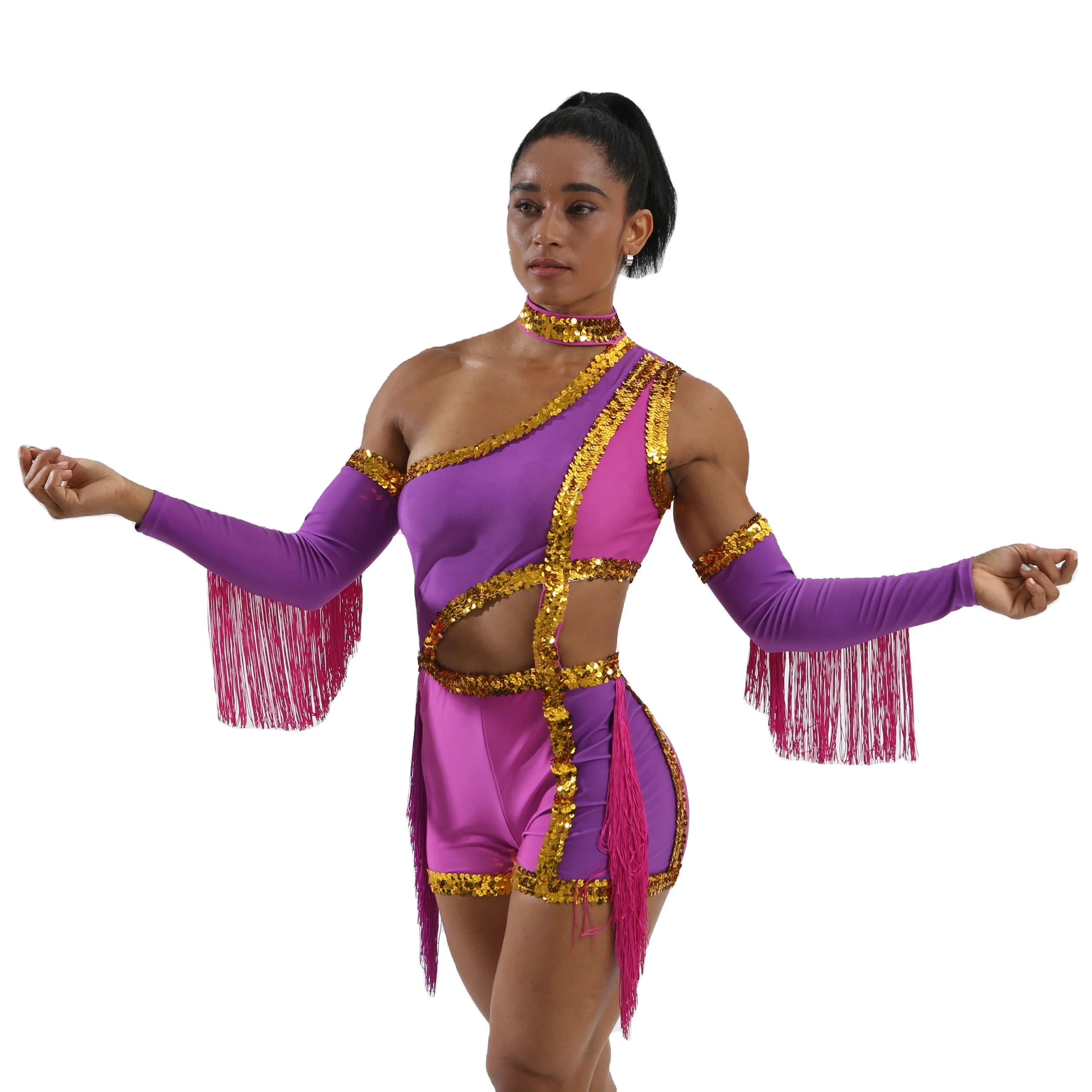 girl oem competition leotard shiny Performance Wear training dance wear majorette uniform
