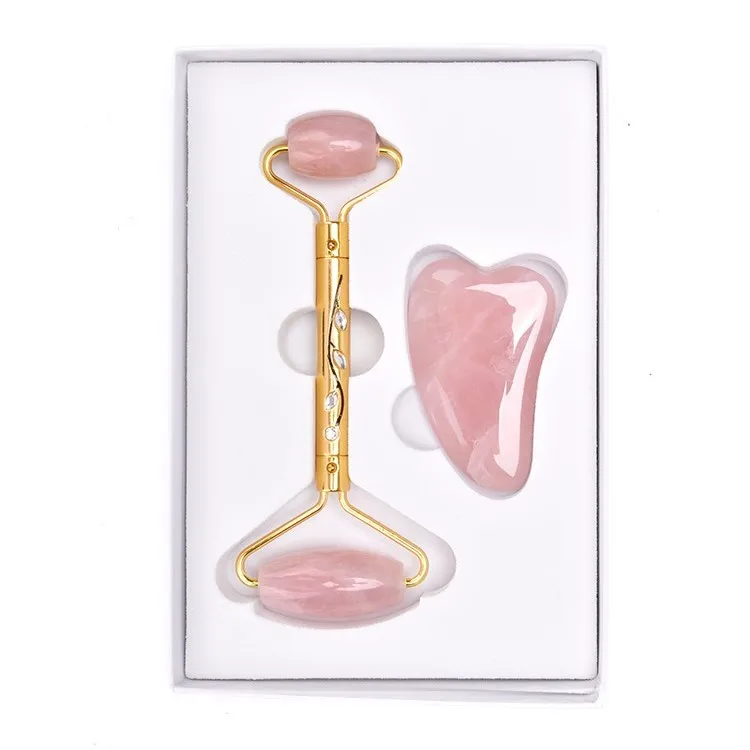 New design unbreakable Anti Aging Beauty Tool rose quartz face roller, Detachable jade roller set with diamond