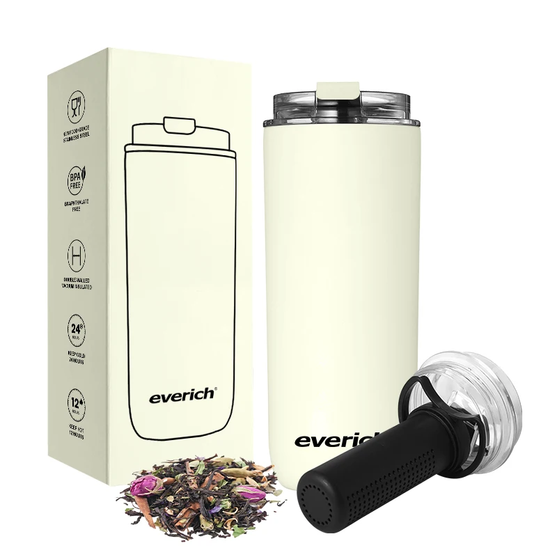 280ml/580ml 304 vacuum stainless steel coffee mug with a plastic infuser and a BPA free lid