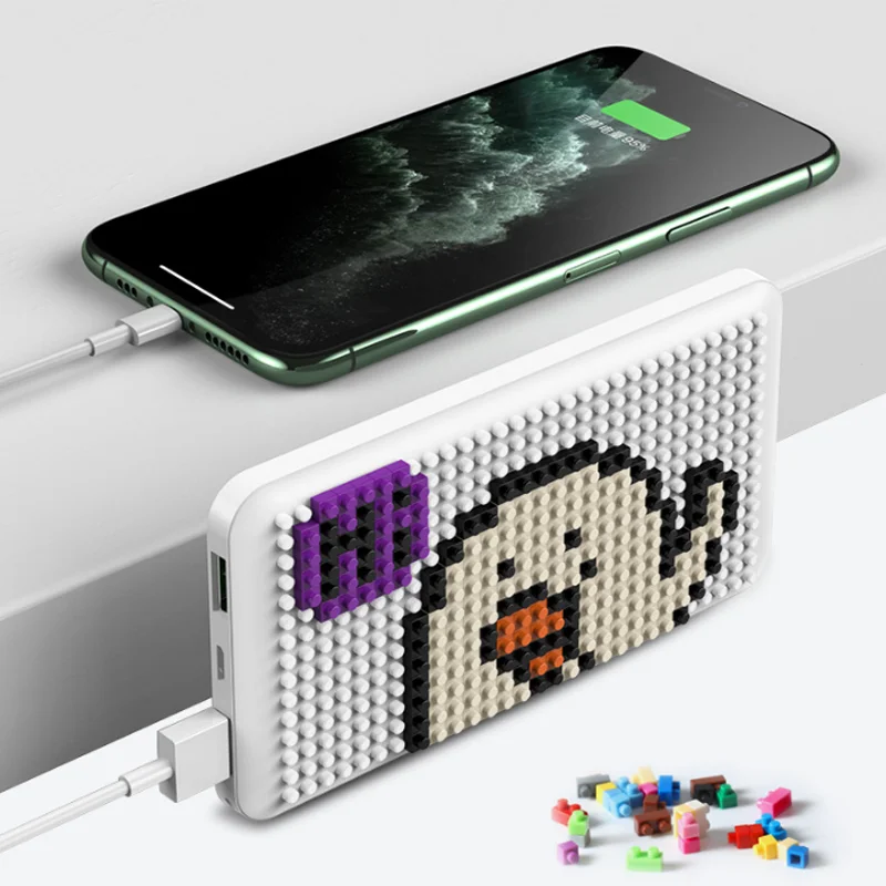 
Building Bricks Kit Power Bank Ultra Compact External Battery Pack Backup with Dual USB Ports Charging for Cell Phone Tablet 