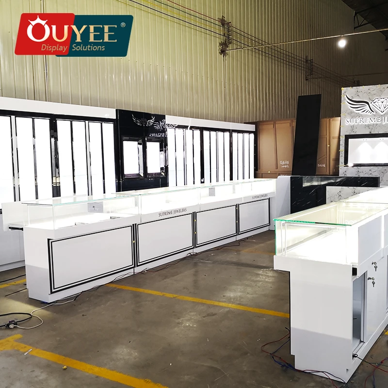 3D Jewellery Shop Interior Design Unique Stainless Steel Jewelry Displays Counter Luxury Wall Glass Showcase Display For Jewel