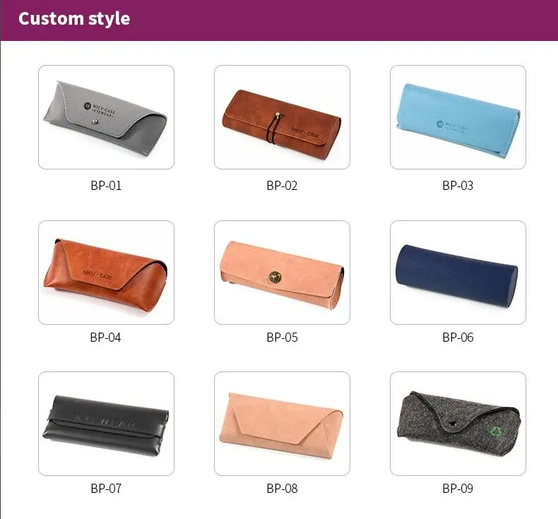 Bestpackaging personalize leather Sunglasses Bag glasses soft case travel luxury eyeglassessoft case with logo custom D8-R45
