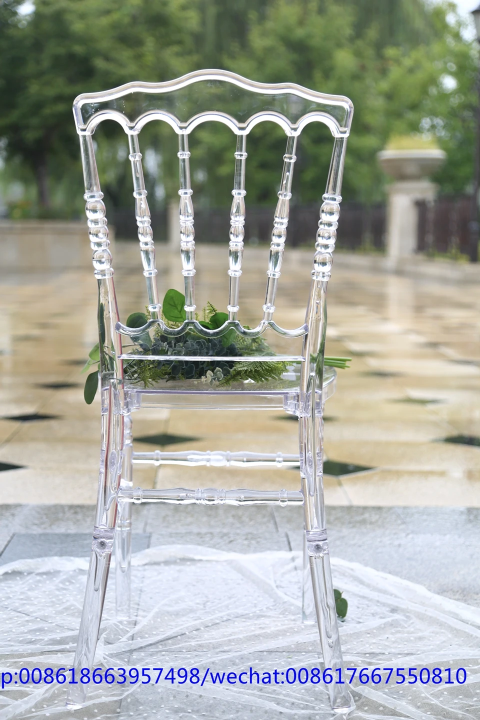 China Factory Event Clear Plastic Napoleon Chairs and Round Table for Wedding Banquet