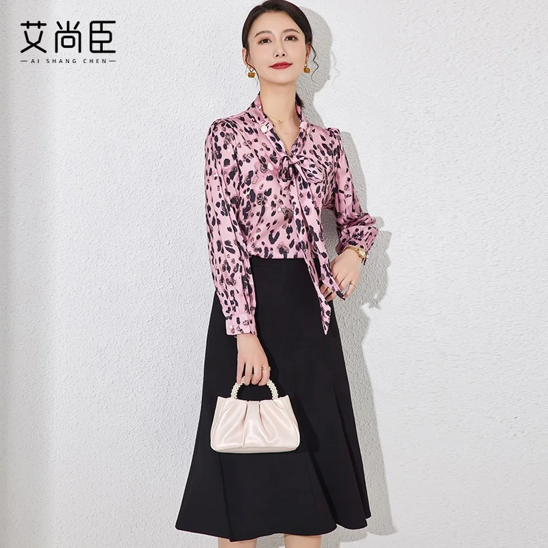 latest Korean style ladies blouses and tops women chiffon material floral work office blouse for woman