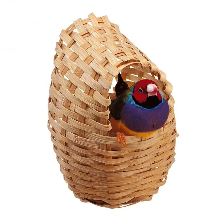 Natural handmade bamboo wicker finch bird nest for canaries