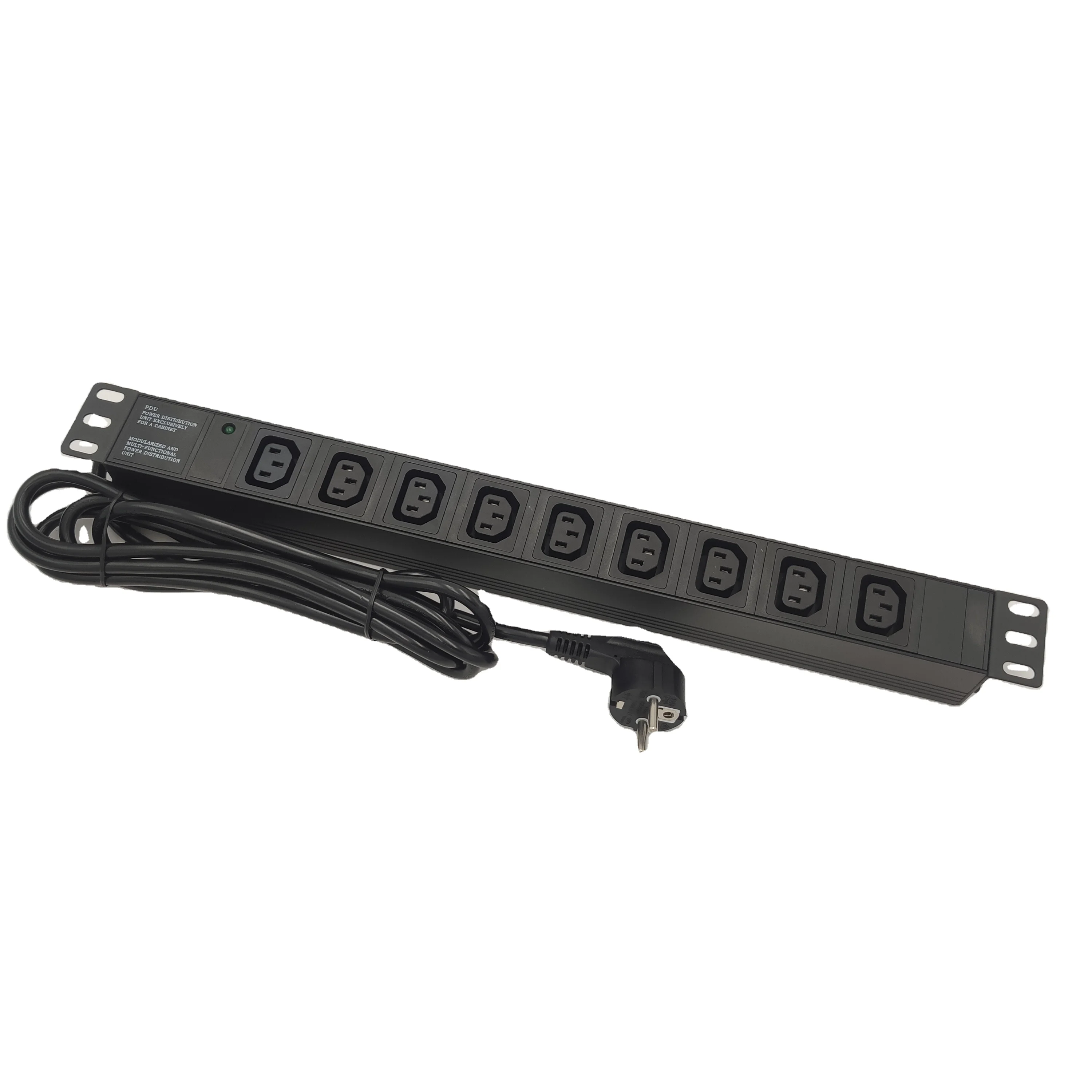 19inches 1U 9way IEC320 C13 Rack PDU  Power Socket with indicator euro plug