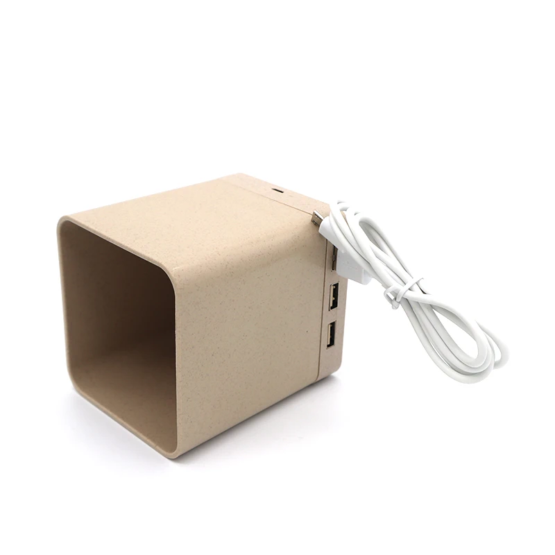 Desktop Multifunctional Wheat Straw Plastic Pen Holder with Mobile Phone Holder and Wireless Charger