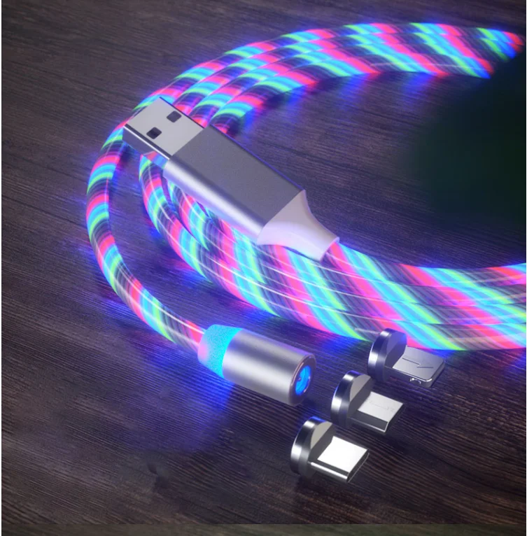 
2020 Best Seller LED Flowing Light Magnetic Charging Cable for Android Cellphone Fast Charging Micro USB Charger Data Cable Line 