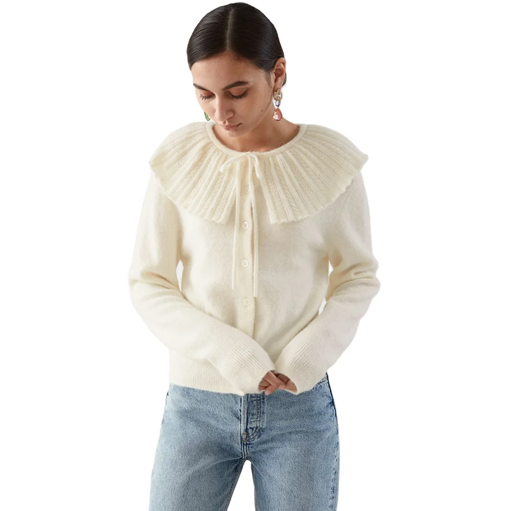 2022 оптовая продажа на заказ женские свитера с длинным Sleeve100 % шерстяная вязаная одежда, женская одежда модная одежда для девочек; Вязаный кардиган; Свитер для дам