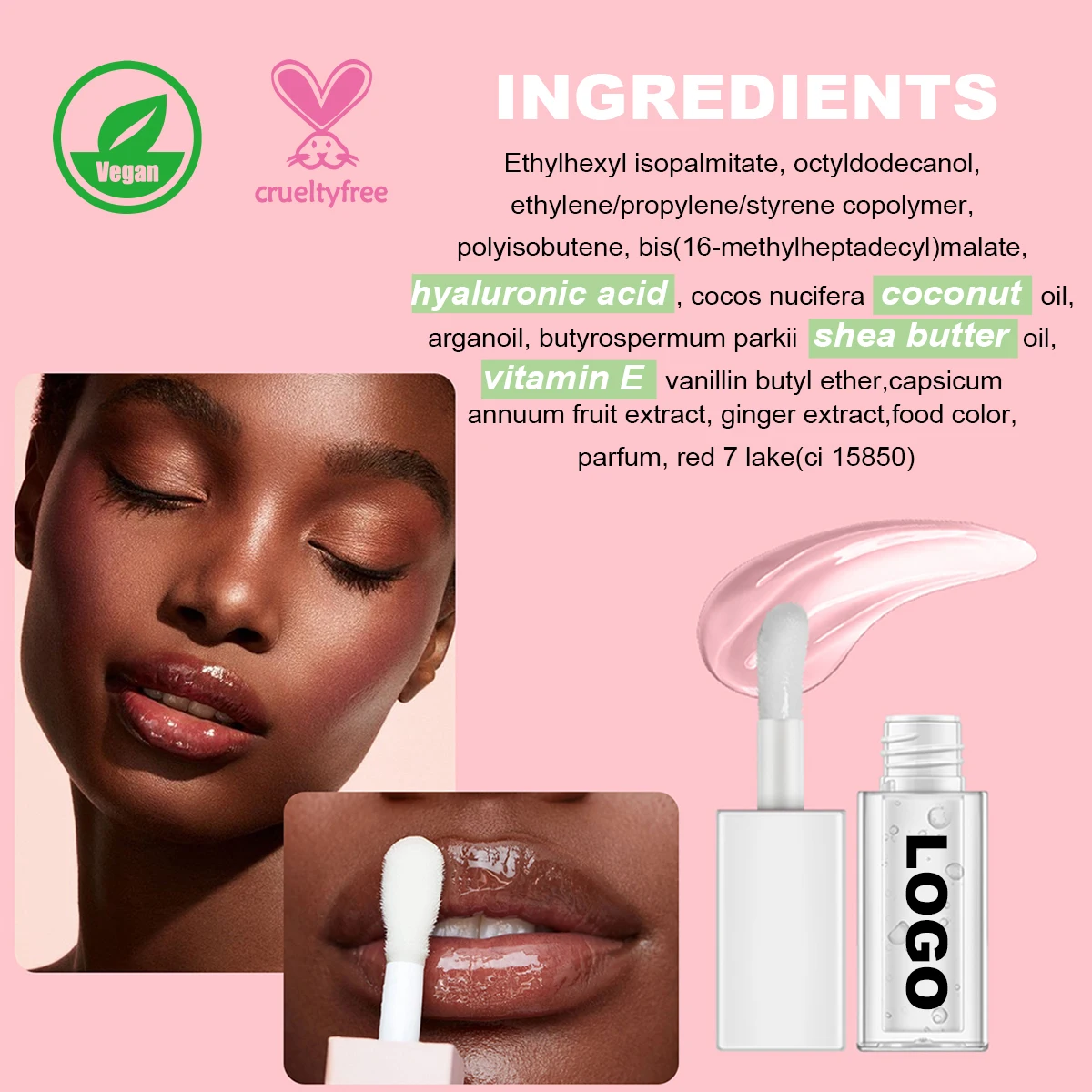 Color changing lipgloss pink cute nude glossy lip oil gloss private label vegan lip makeup plumper lip oil