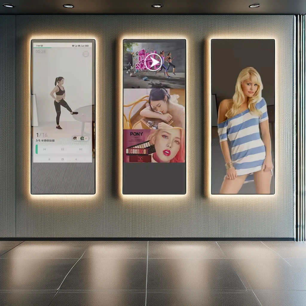 Popular Selling 32-Inch Vertical Mirror Kiosk Display with Touch Screen for Gymnasium Advertising for Fitness Facilities