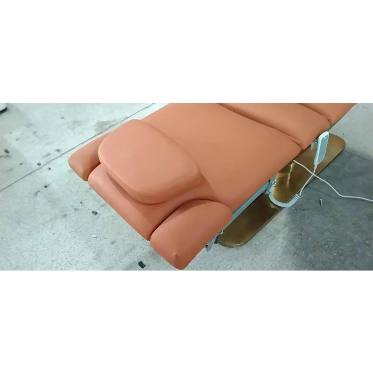 Kisen Pink Facial Body Massage Medical Treatment Bed Electric Beauty 3 4 Motor Chair Table Lift up and Down With Cover