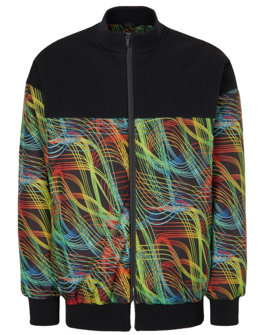 Recycled nylon bomber jacket / cardigan with speed lines print with OEM design