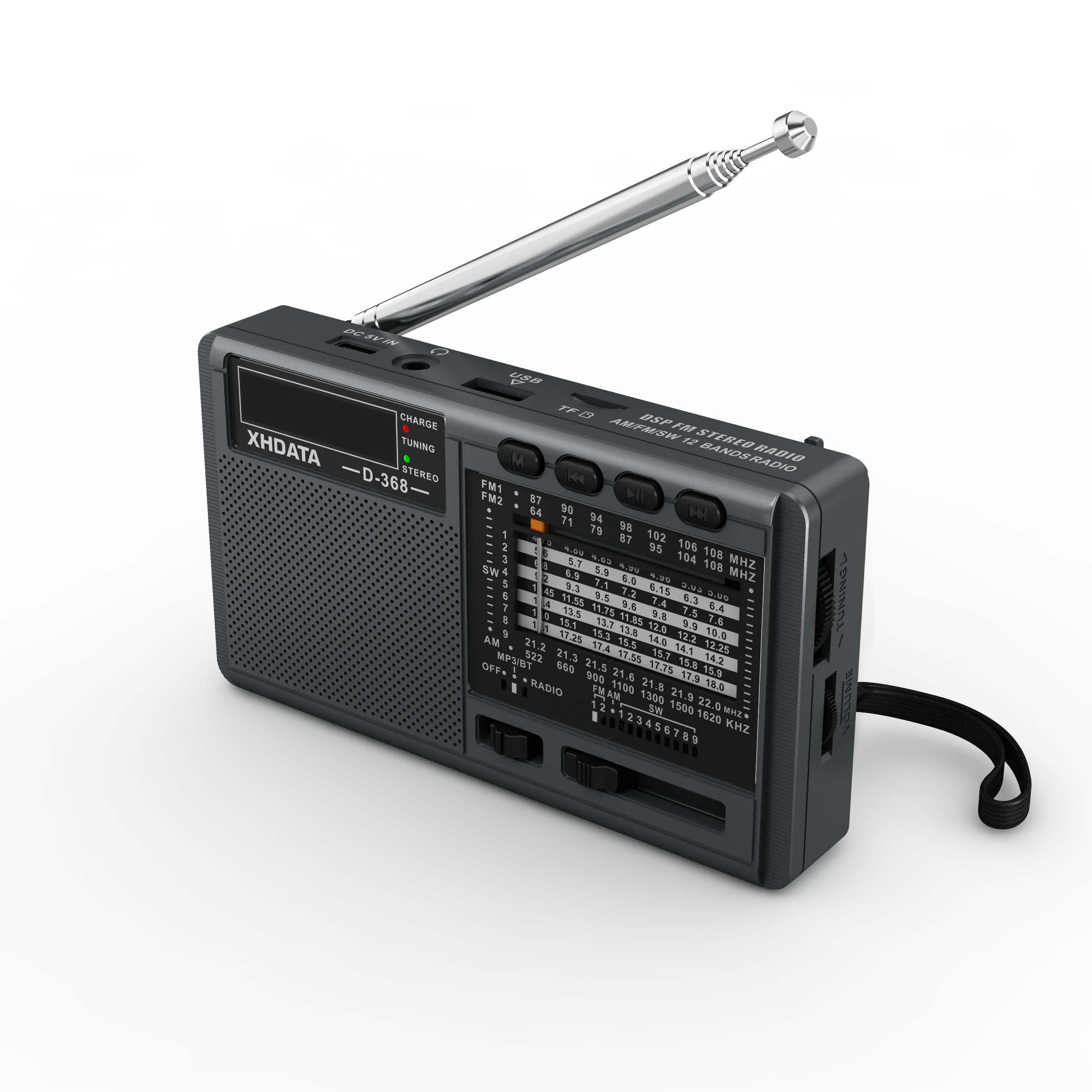 XHDATA D-368 Radio FM/AM/SW 3 band radio with MP3 music home radio,with USB/SD/TF card slot PLL