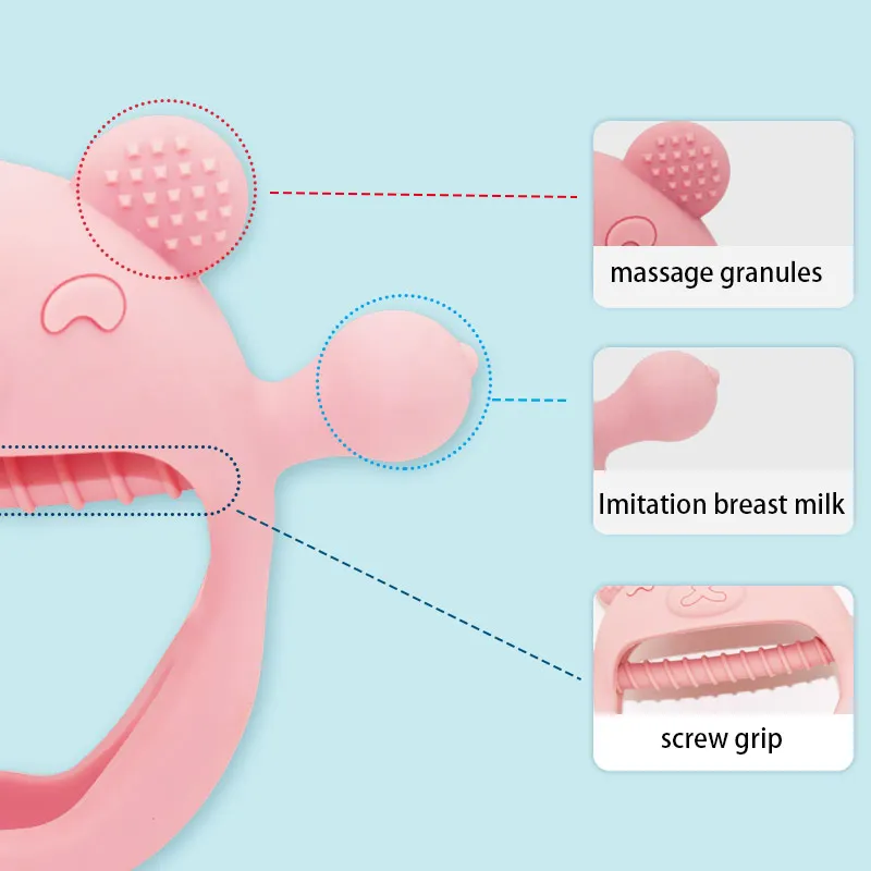 Silicone Baby Kids Toys Cute Bear Silicone Baby Gloves Teether