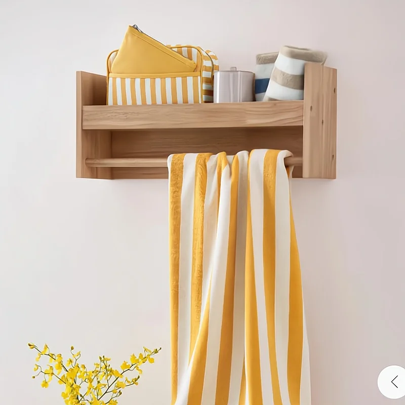 Wall towel rail. wooden towel holder .Wall mounted towel rail for storage and hanging