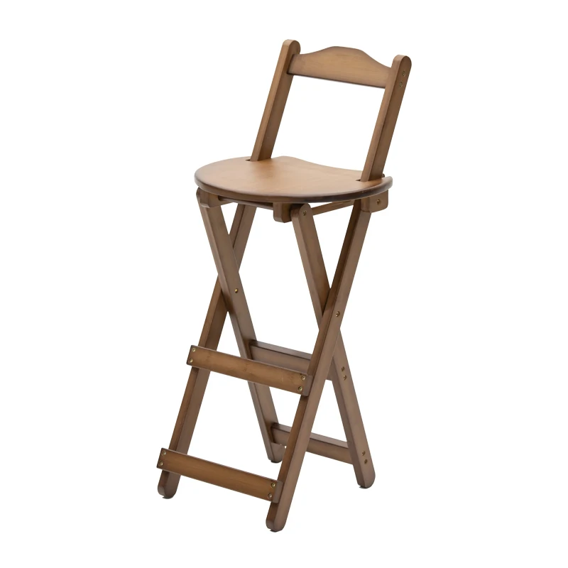 
Nordic Rustic Classic Wooden foldable counter height bar stool 