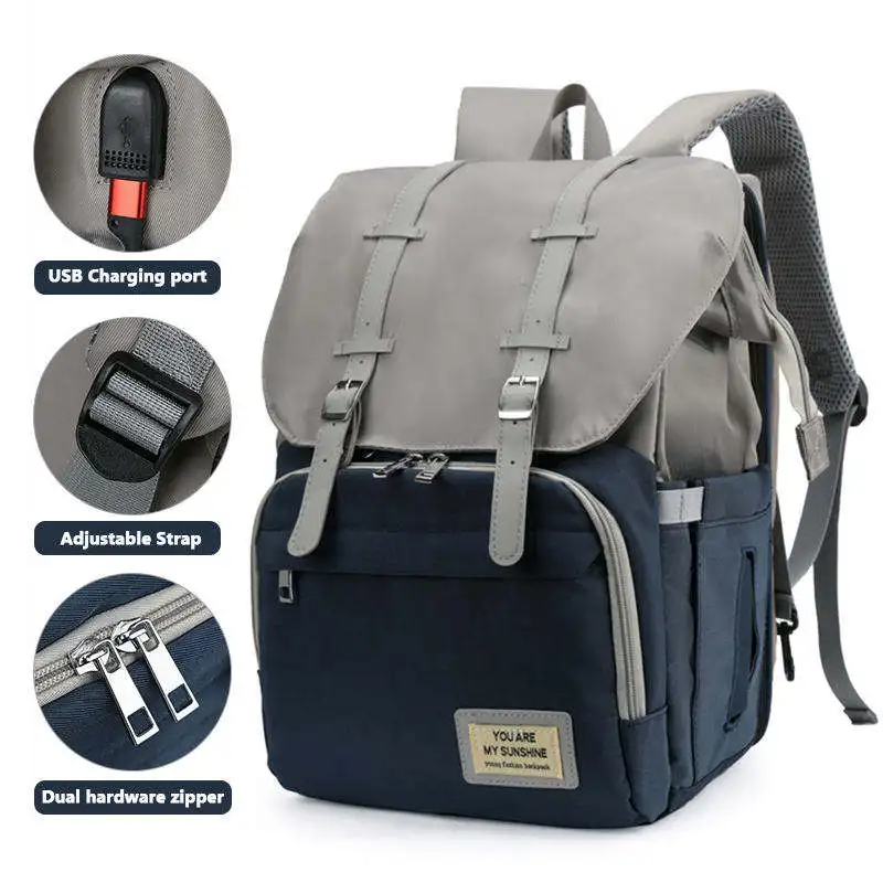 Fashion New arrival Hot sell waterproof luxury diaper bags travel baby bags for mothers diaper bags with USB