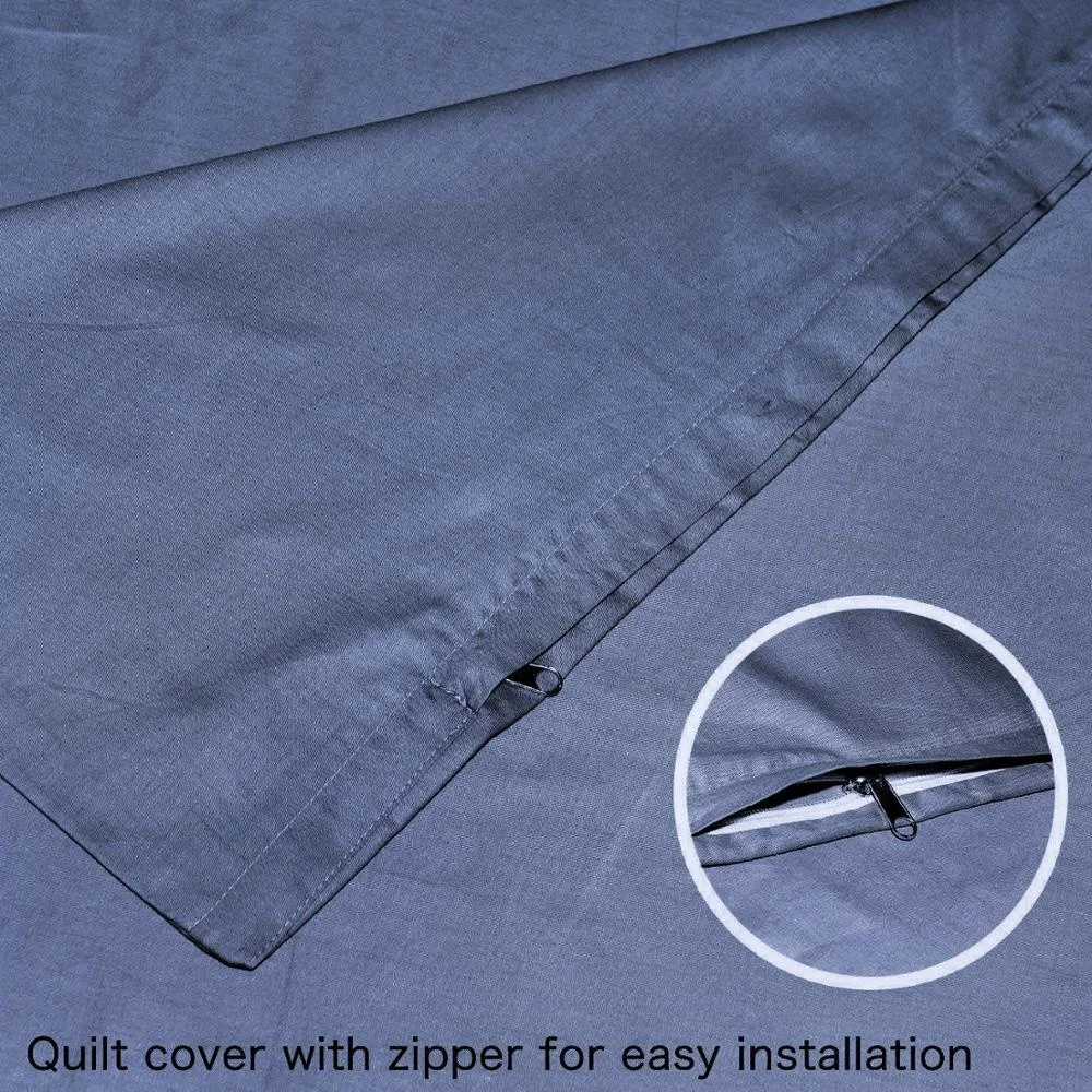 100% Cotton custom blue color duvet cover for weight blanket