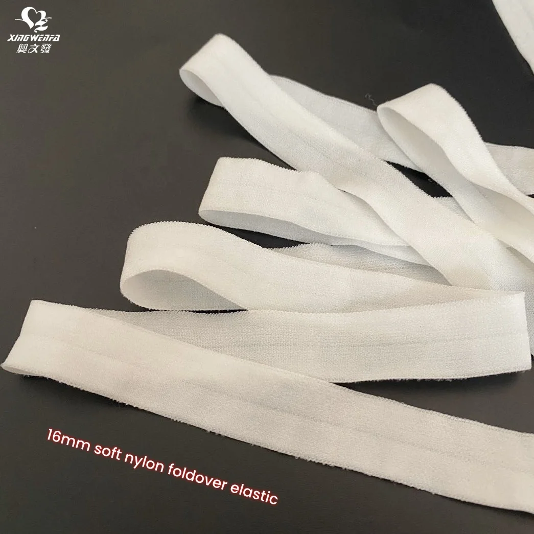 16mm nylon folded over elastic strap white high quality Nylon Bias Binding Tape Fold Over Elastic