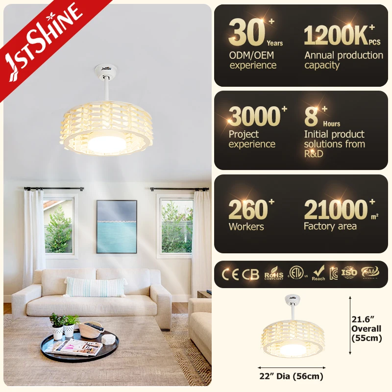 1stshine ceiling fan low power consumption energy-saving ceiling fan lamp 22 inch mini small bladeless ceiling fan