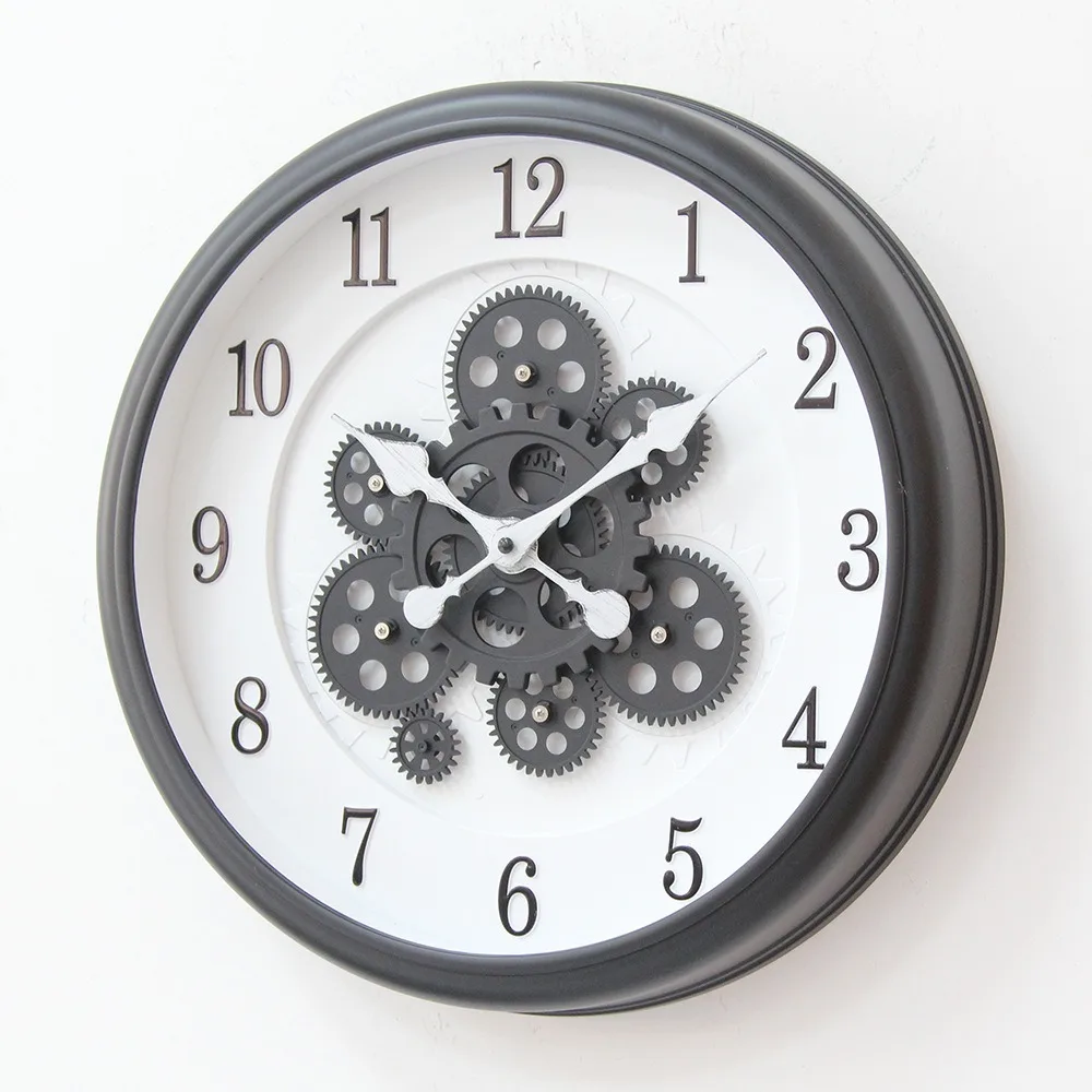 Handmade Luxury Copper Gold Clock Circular Industrial Wind Gear Real Mobile Farmhouse Decoration Rotating Gear Clock