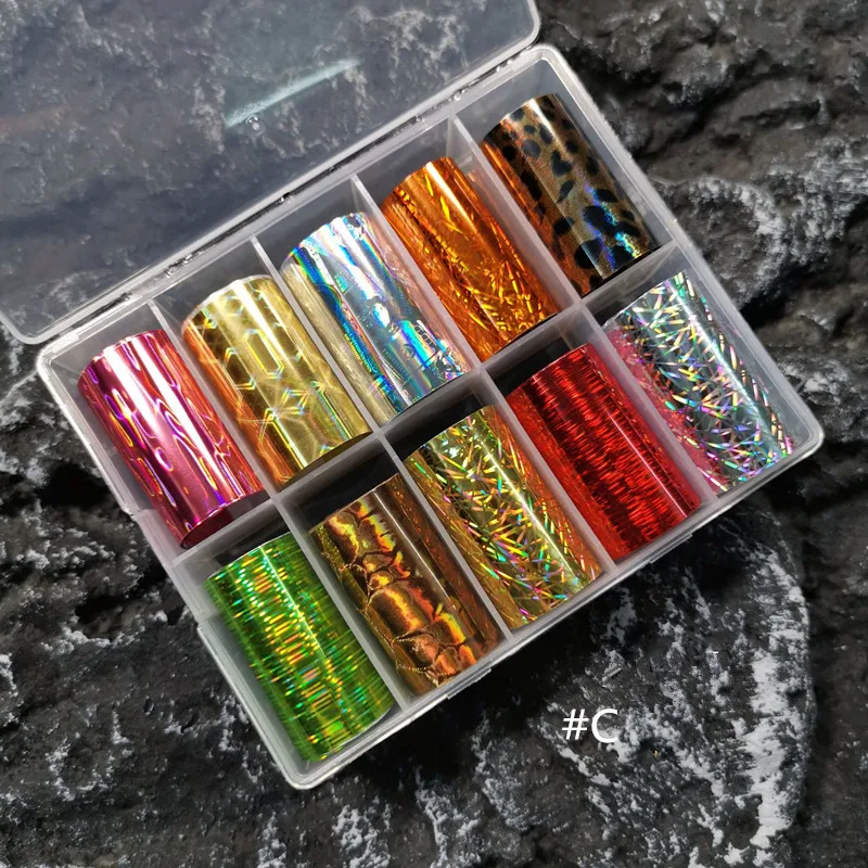 Laser Holographic Nail Foil 4*50cm Paper Wraps Adhesive Nail Art Transfer Foil Sticker Nail Accessories