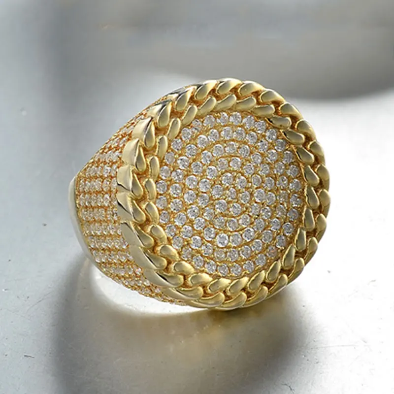 14K Gold HipHop Ring Micro Pave Ring New Style Custom Gold Jewelry Iced Out Diamond Mens Gangster Gold Rings