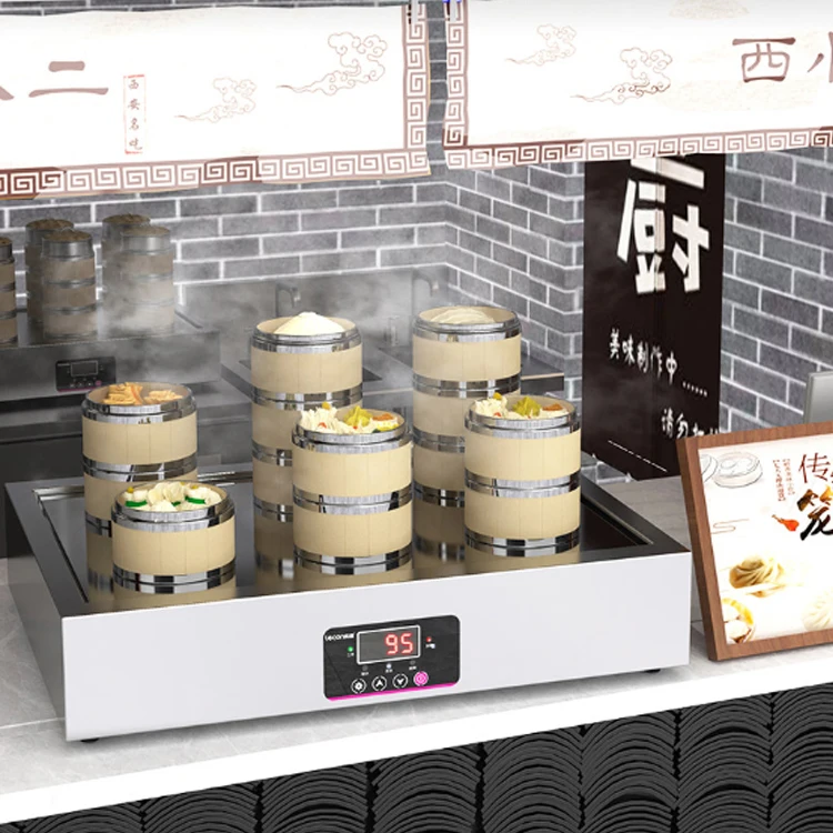 Lecon Restaurant Equipment Electric Steamers Cooker Stainless Steel Food Display Steamer 2/4/6/8 Steaming Holes