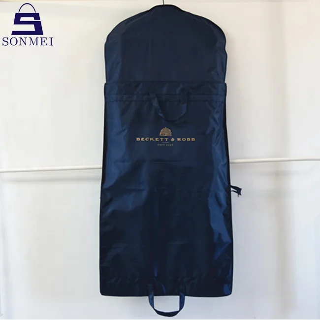 Luxury waterproof suit cover polyester navy portable dust clothes bag