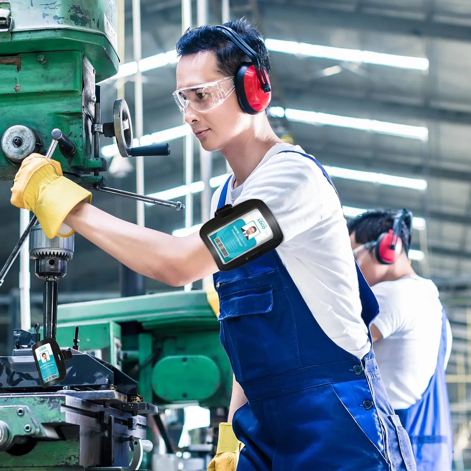 PU Leather Arm ID Badge Holder Adjustable Armband Badge Holder Waterproof Ski Pass Holder with Black Elastic