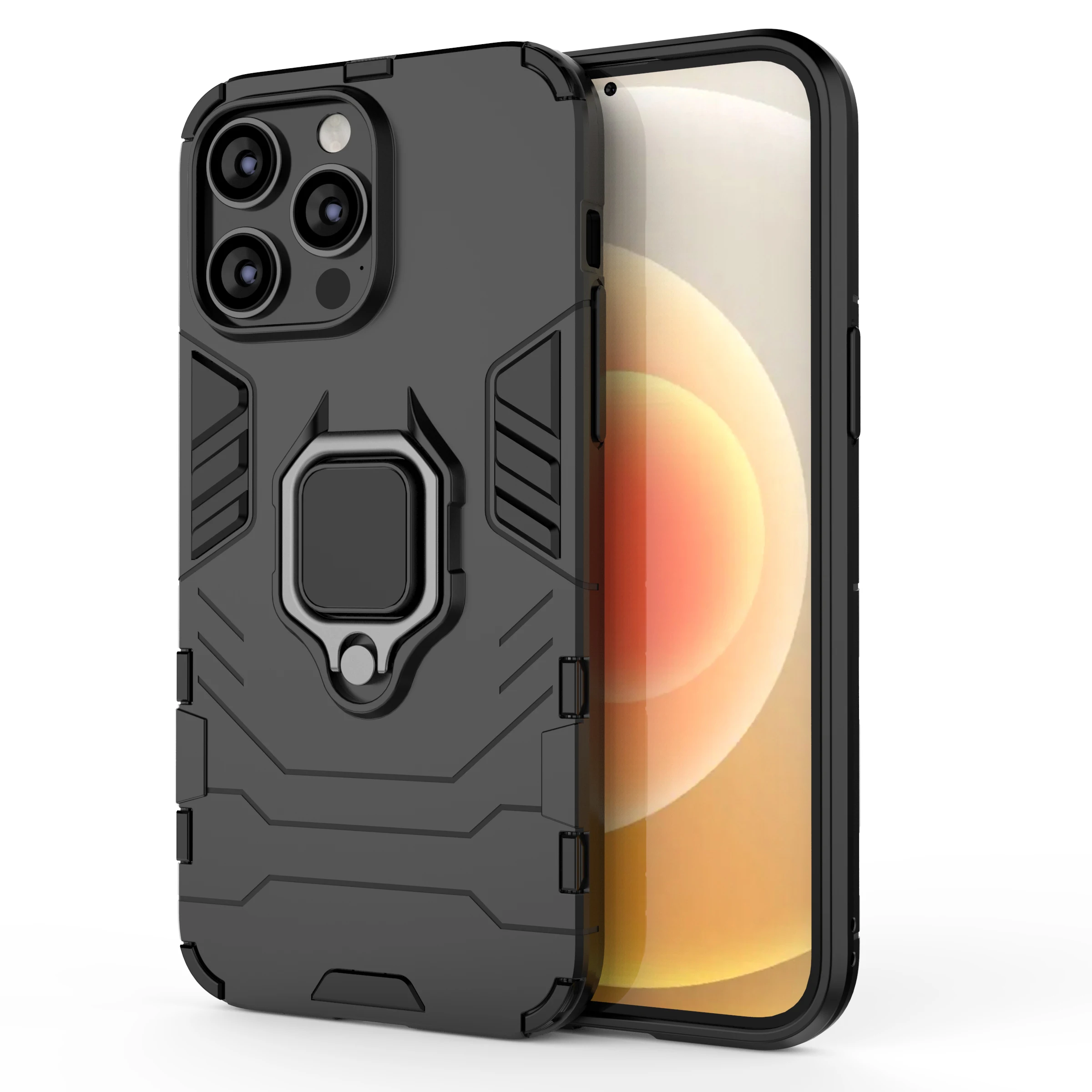 Panther Armor Case for iPhone 14 Pro Max Hybrid PC TPU Shockproof Ring Stand Case for iPhone14 13 12 Mini 11 Pro X XR 7 8 Plus