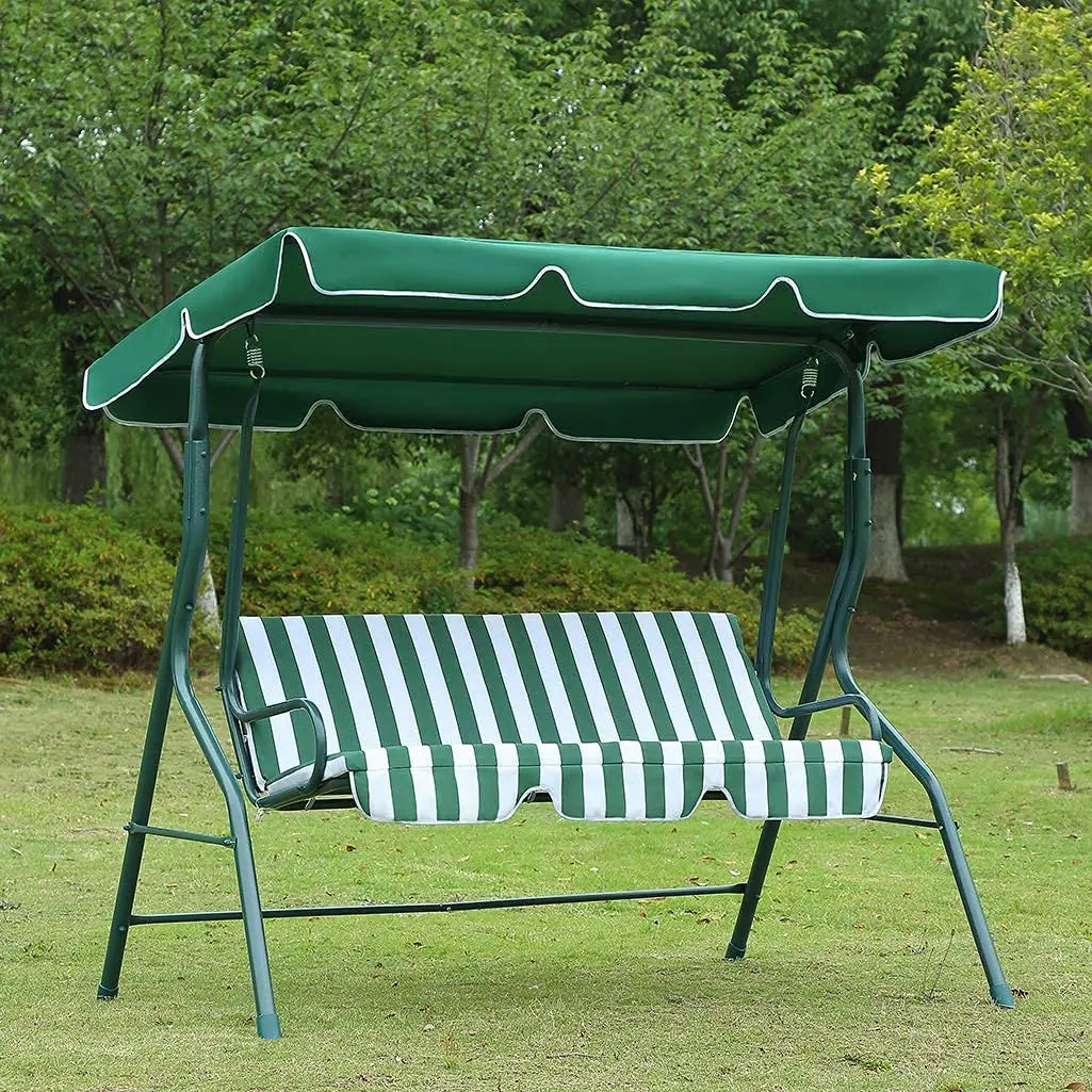 Высокое качество садовых качелей сада патио балкон 3 Seater крыша металлическая наружная качели кресло