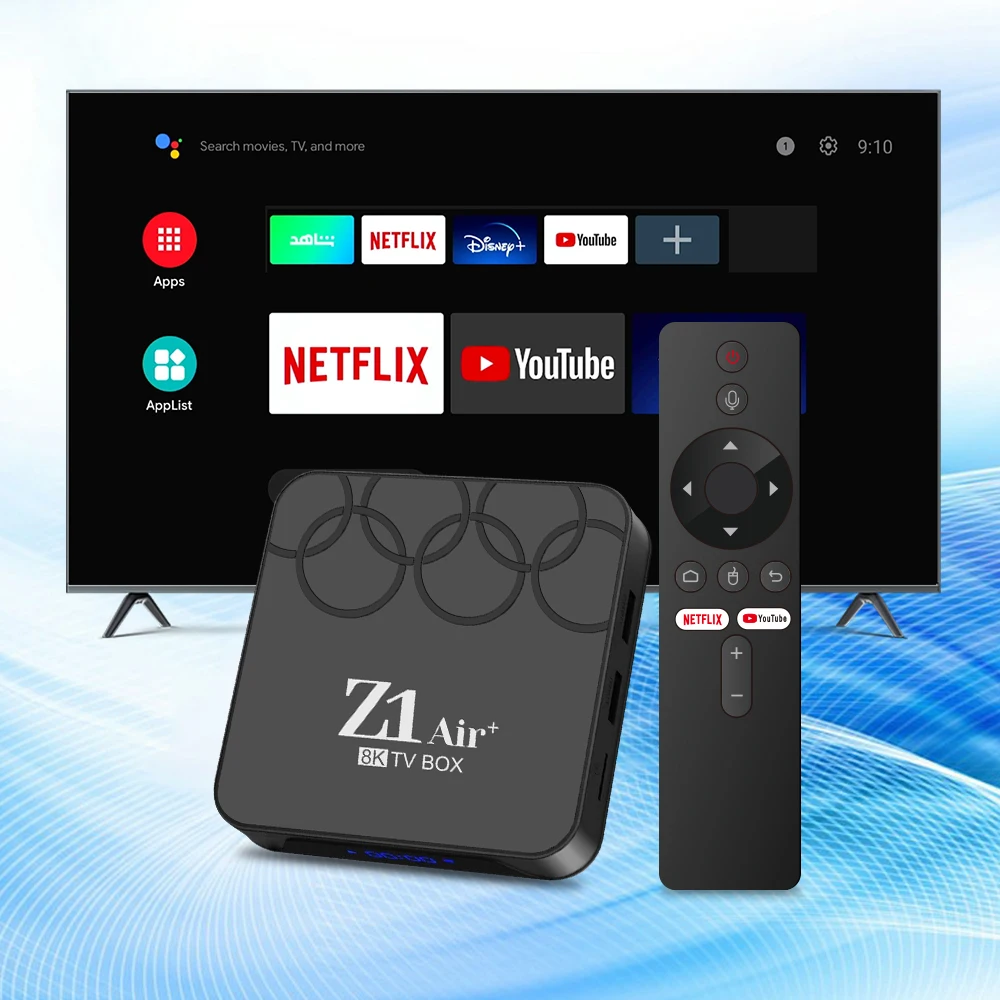 Доступный в наличии Android 10 Z1 Air + Allwinner H313 BT голосовой Пульт 2 ГБ 16 двойной 5 г Wi-Fi медиаплеер приставка