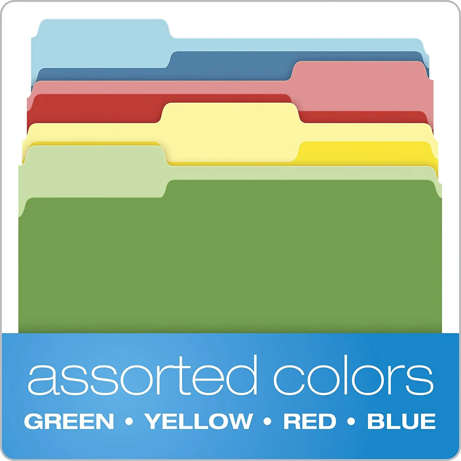 Letter Size 4-Color Assorted Colors 1/3-Cut Tabs 36 Pack Two-Tone Color File