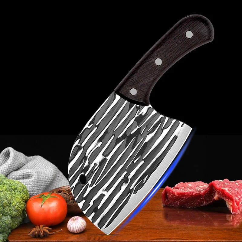 Factory Direct Dual-Use 3Cr14 Stainless Steel Fish Head Kitchen Chef Knife Sharp Meat Knife with Wood Handle
