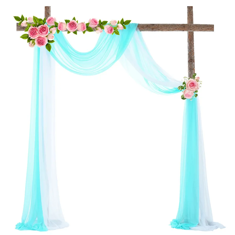 2 PCS Chiffon Gauze Curtain Ceiling Background Cloth for Wedding Photography Wedding Decorations Roof Curtain Background Cloth