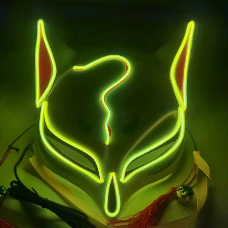 Wholesale Decoration Halloween Mask Light Up Sabito Tanjirou Makomo Demon Slayer Fox Cat Mask Led Party Mask Comic Cosplay