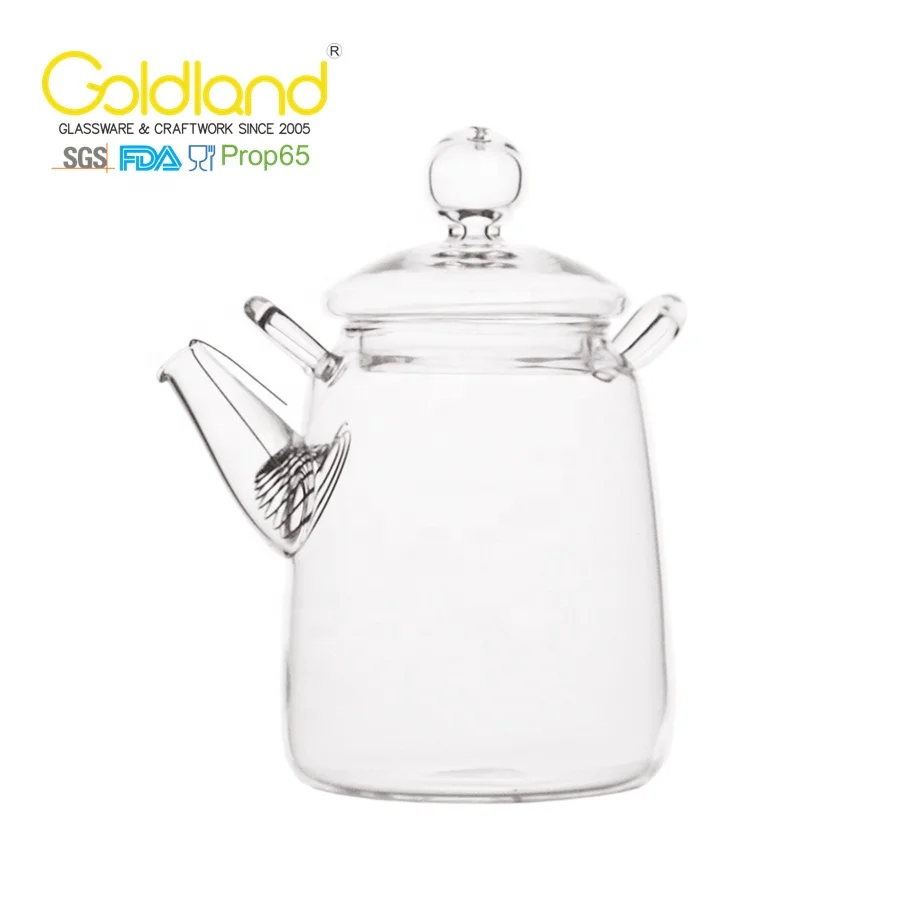 Handmade Borosilicate Glass Tea Pot Custom Clear Mini Glass Teapot Heat Resistant Glass Teapots