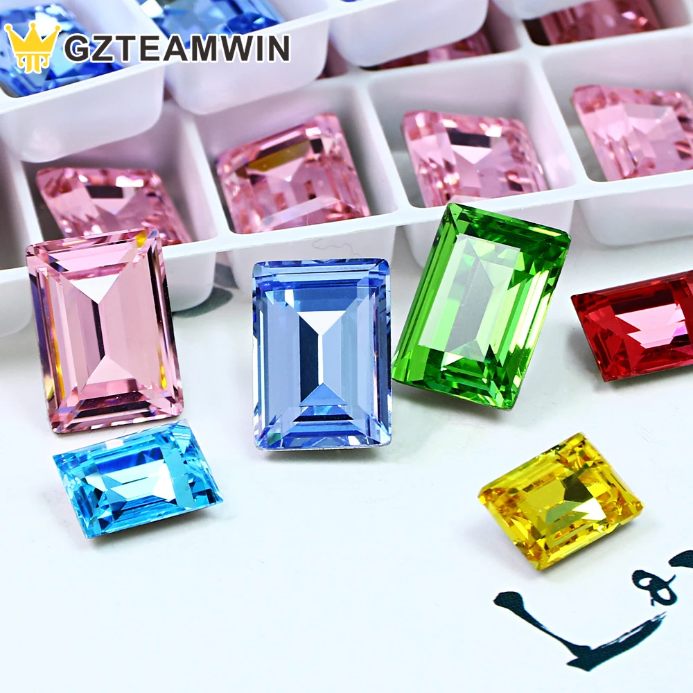 Glass Stone K9 Crystal 10*14mm Rectangular rhinestone accessories Point Back Fancy Rectangle Stone Crystal Loose Beads