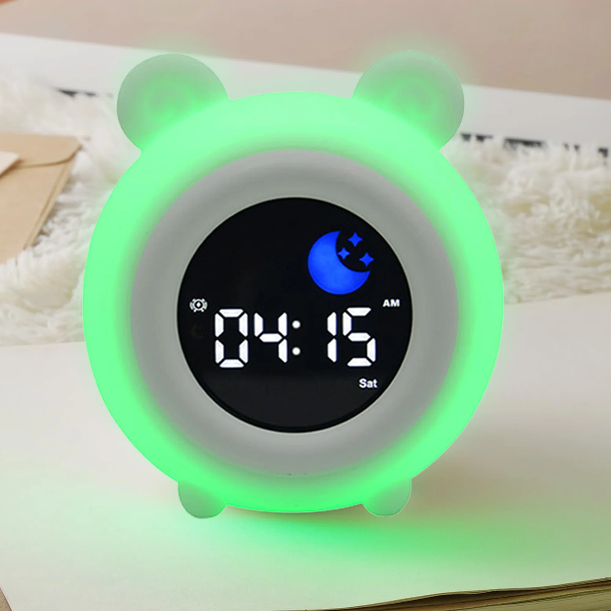 Hot Sales Kids Alarm Clock Ok to Wake Clock with Sun Star Sound Machine Night Lights Sleep Training Clock for Toddlers Children
