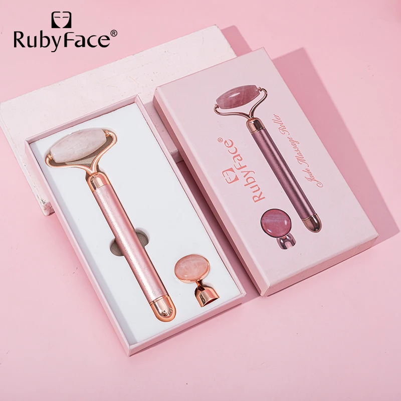 Rubyface 2-в-1 Электрический нефритовый валик массажер для лица Контур роликовый