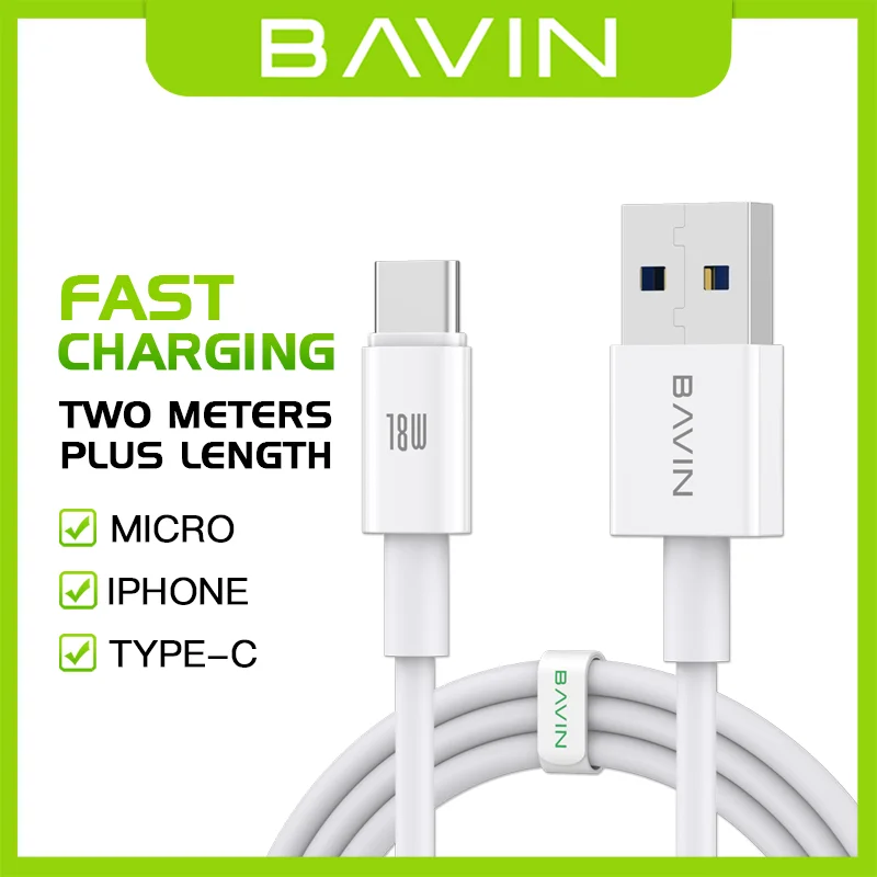 BAVIN Fast Charging Transfering 2 IN 1 Lightnings Type-c Micro Cable Wire Data USB Cables