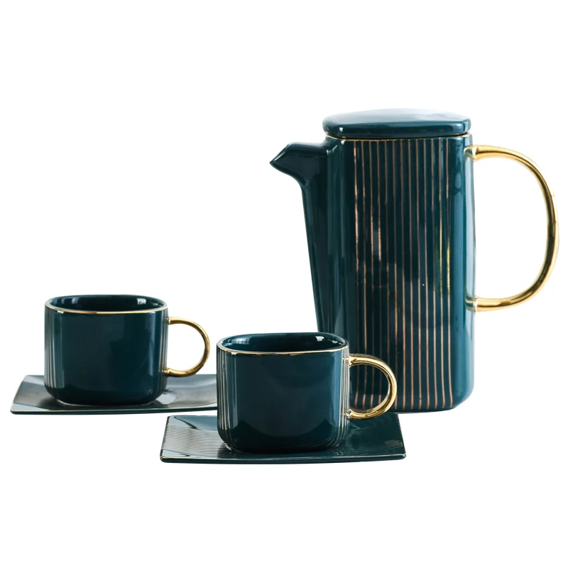 
Royal Arabic Ceramic Tea Sets Gold Handle Porcelain Tea Serving Sets of Two Royal Arabic Coffee Sets Cup& Saucers Pot 